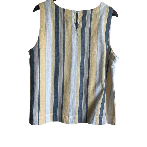 Liz Claiborne Women Top 1X Soft Muted Striped Twill‎ Coastal Beachy Resort Vacay - Picture 3 of 7